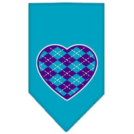 UNCONDITIONAL LOVE Argyle Heart Purple Screen Print Bandana Turquoise Large UN955324